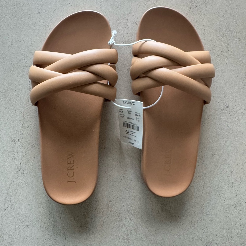 J. Crew Tan Crisscross Slide Sandals